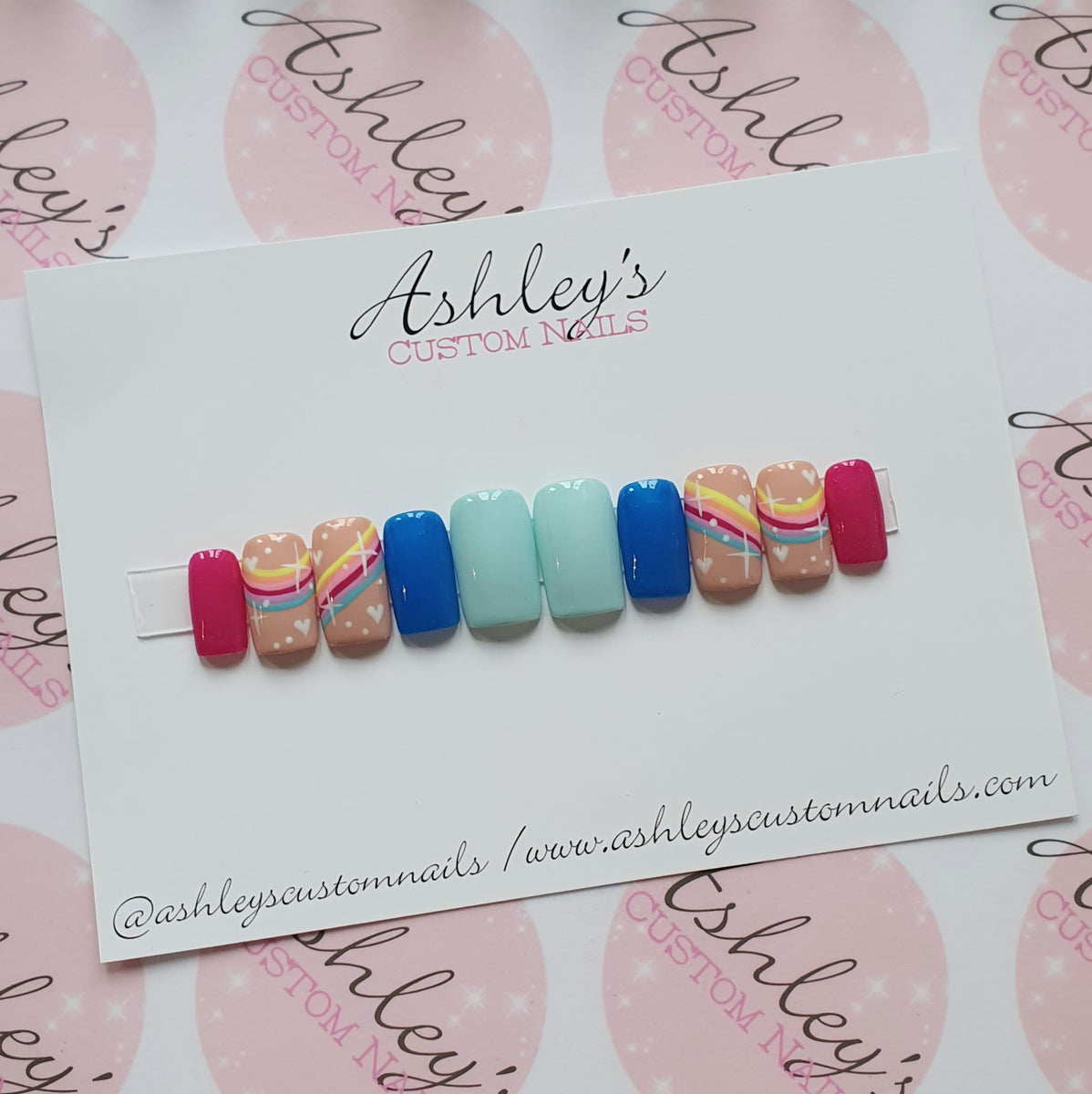 Rainbow nail design Ashleys custom nails