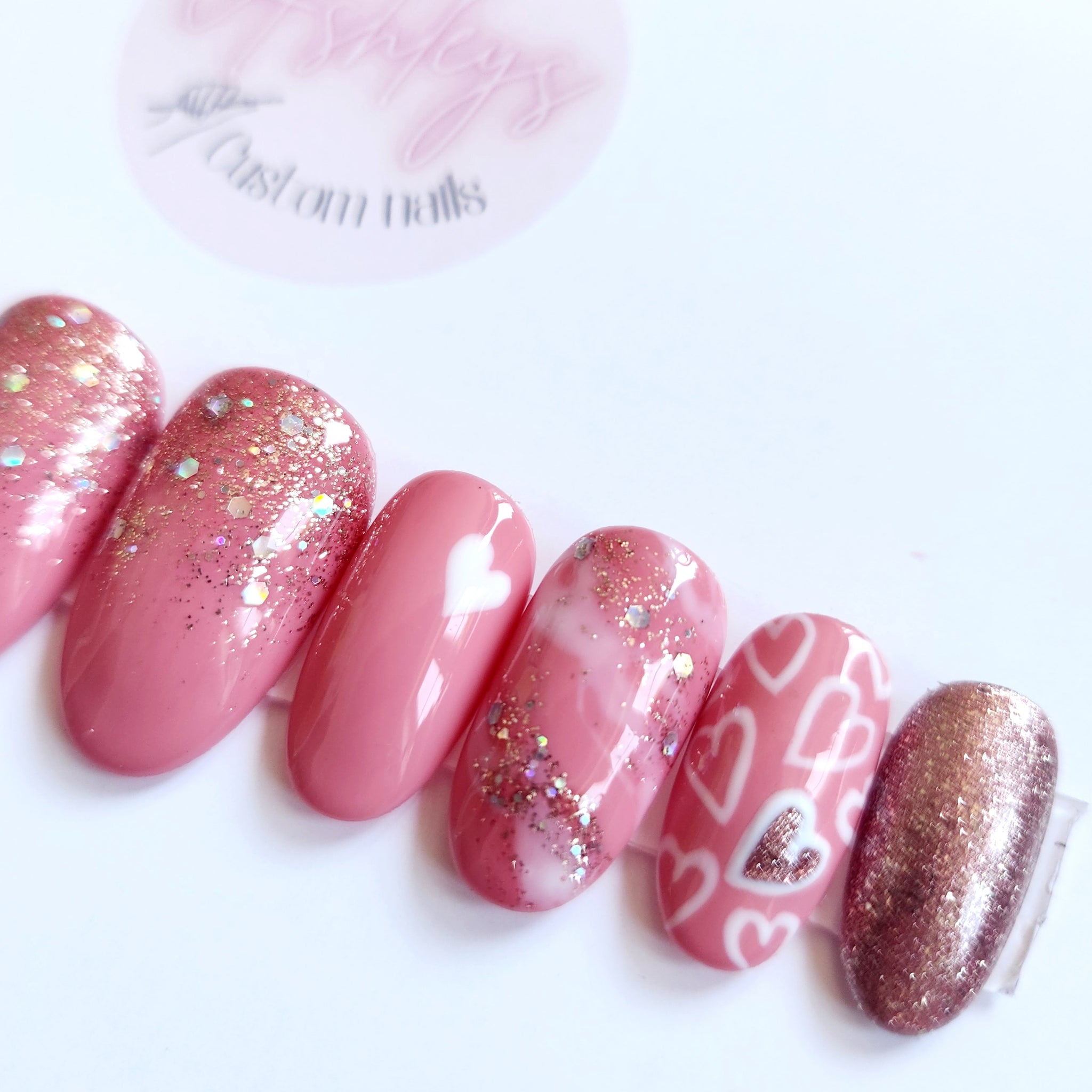Pink/rose gold hearts