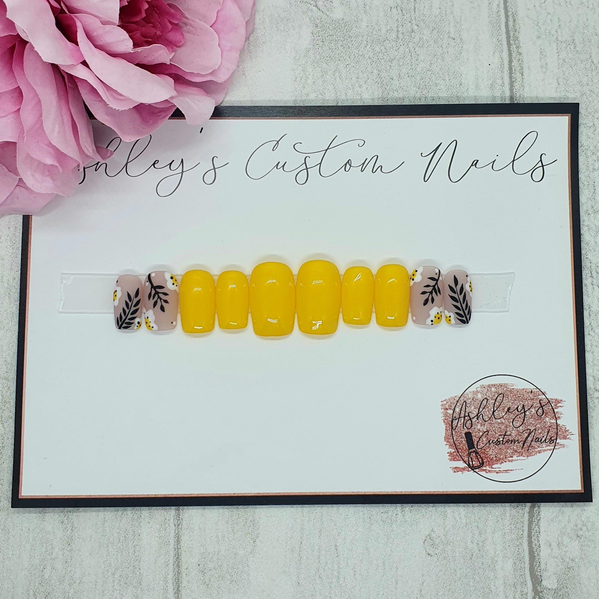Mustard yellow, floral design