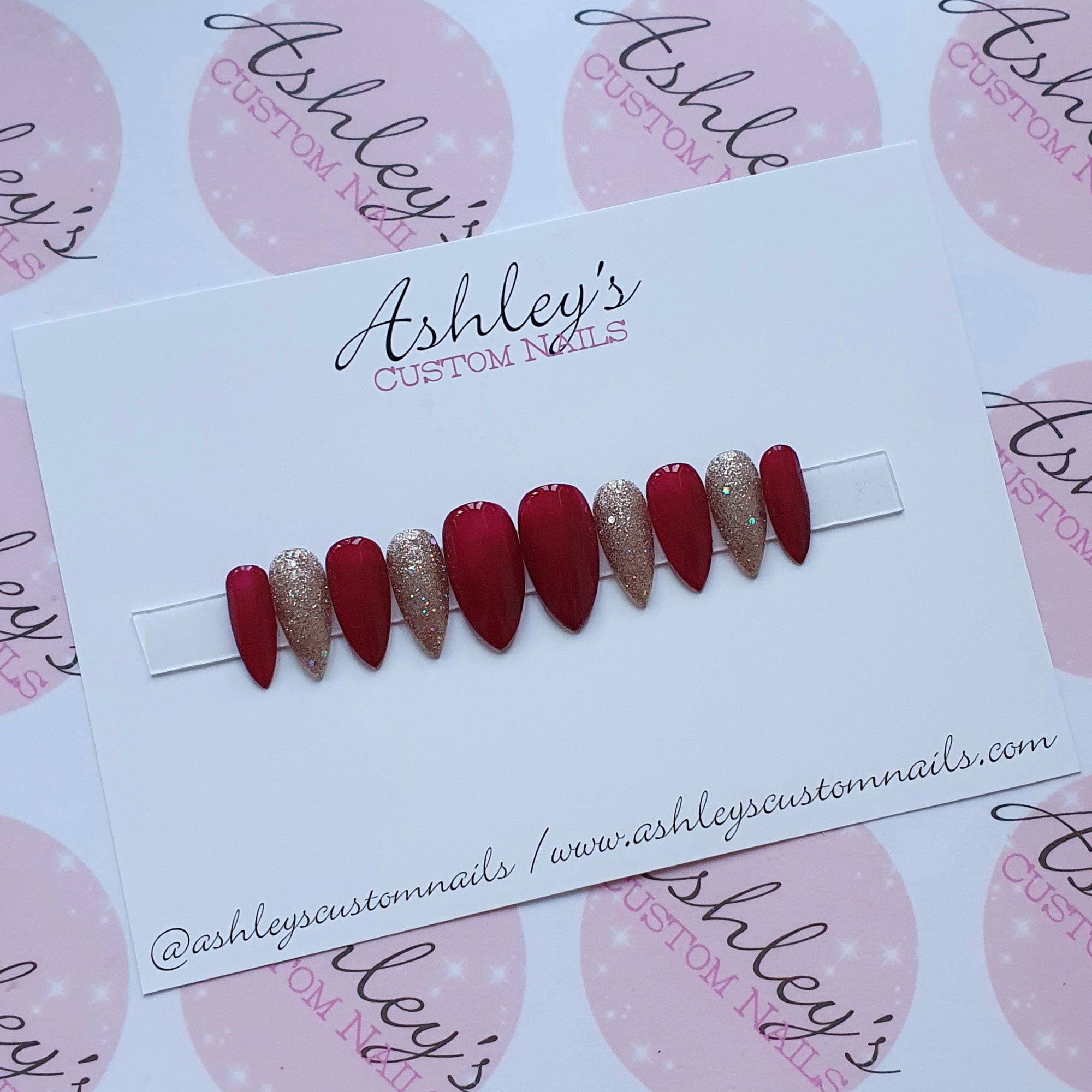 Deep red, glitter