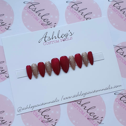 Deep red, glitter