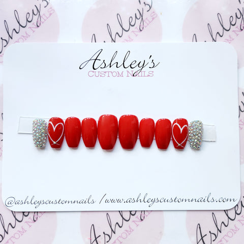 Red, crystal hearts
